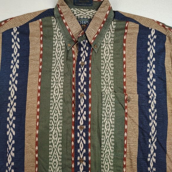Vintage Chaps Ralph Lauren Shirt Mens Medium Aztec Western - Picture 4 of 9